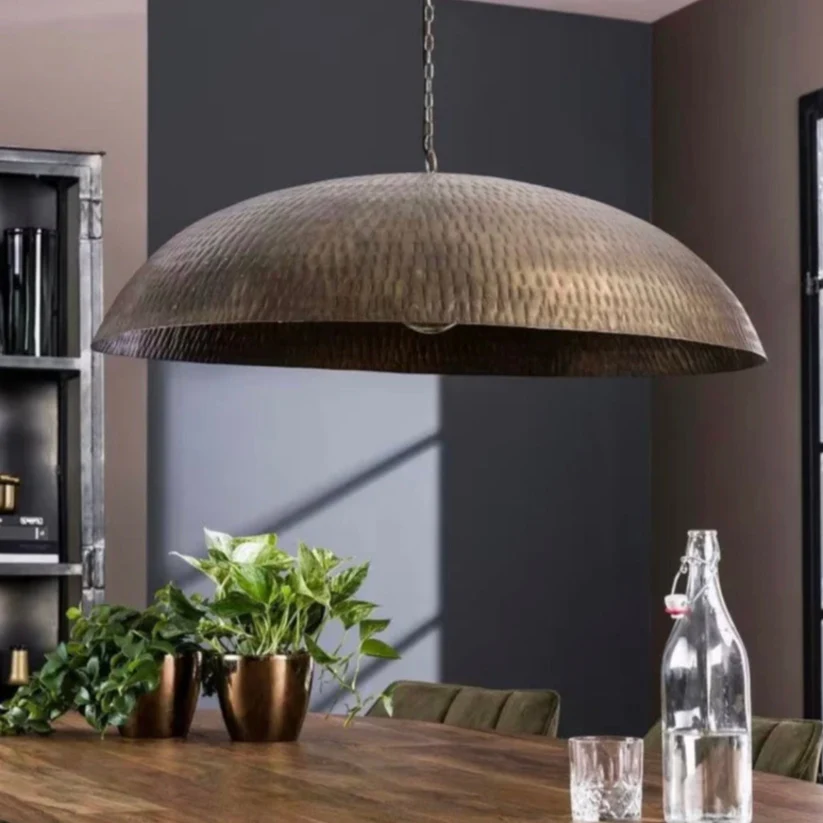 Hammered Gold Brass Dome Light Fixture - Ref. 1711 - Image 3